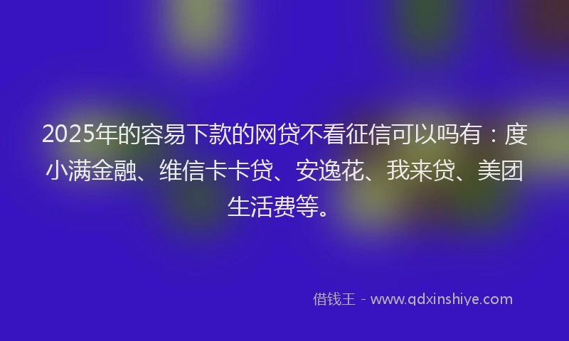 2025年的容易下款的网贷不看征信可以吗有：度小满金融、维信卡卡贷、安逸花、我来贷、美团生活费等。