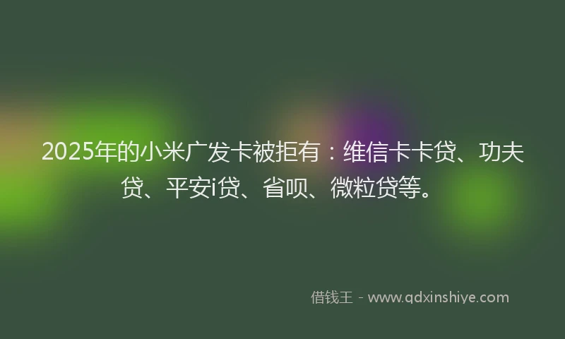 2025年的小米广发卡被拒有：维信卡卡贷、功夫贷、平安i贷、省呗、微粒贷等。