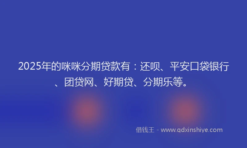 2025年的咪咪分期贷款有：还呗、平安口袋银行、团贷网、好期贷、分期乐等。