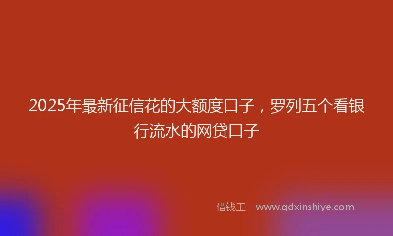 2025年最新征信花的大额度口子，罗列五个看银行流水的网贷口子