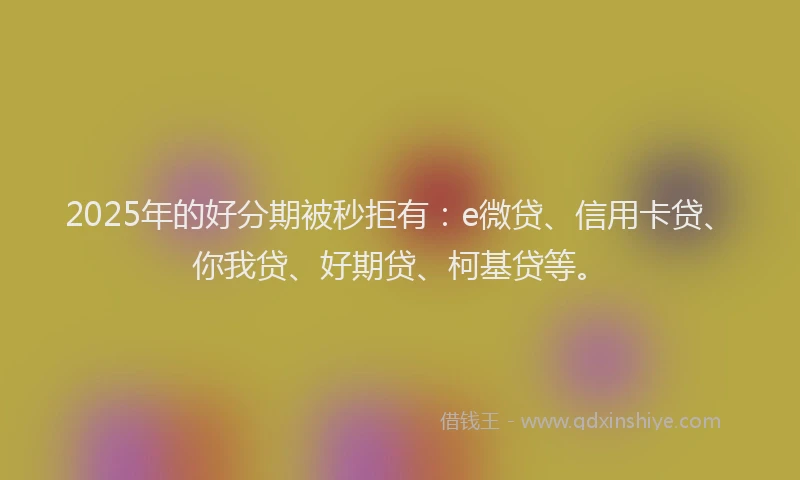 2025年的好分期被秒拒有：e微贷、信用卡贷、你我贷、好期贷、柯基贷等。