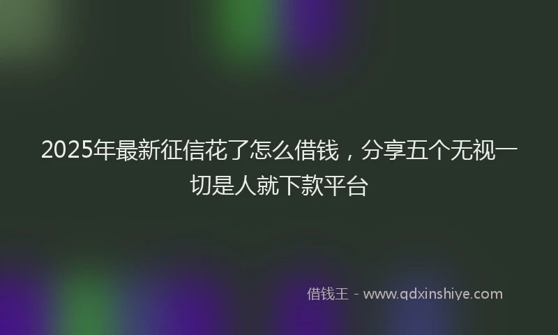 2025年最新征信花了怎么借钱，分享五个无视一切是人就下款平台