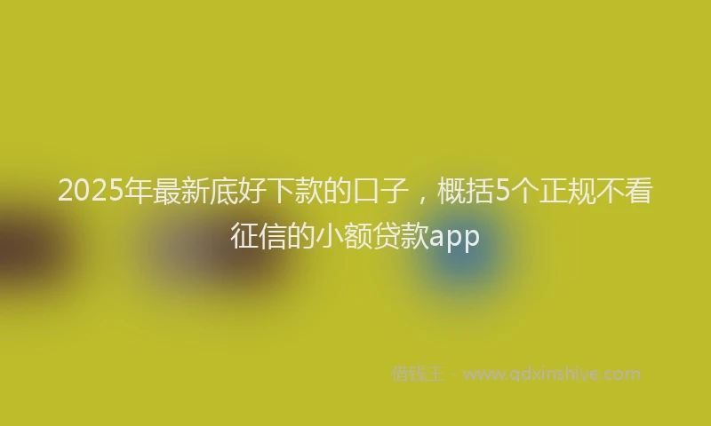 2025年最新底好下款的口子，概括5个正规不看征信的小额贷款app