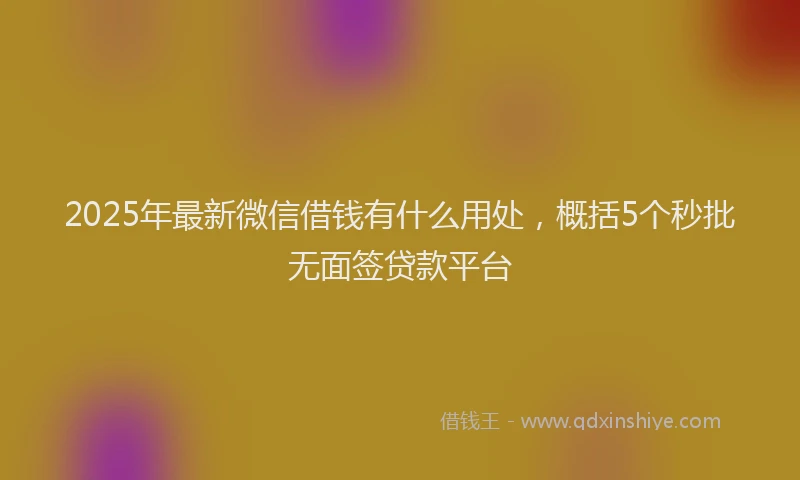 2025年最新微信借钱有什么用处，概括5个秒批无面签贷款平台