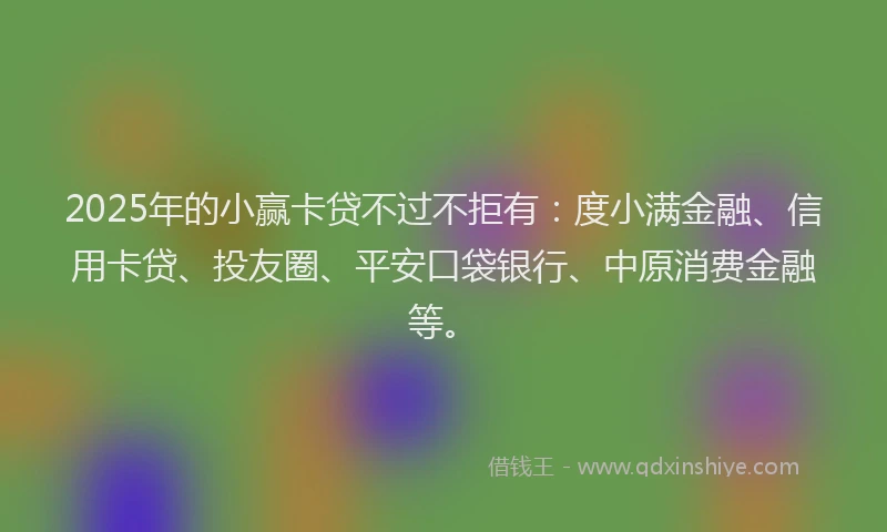 2025年的小赢卡贷不过不拒有：度小满金融、信用卡贷、投友圈、平安口袋银行、中原消费金融等。