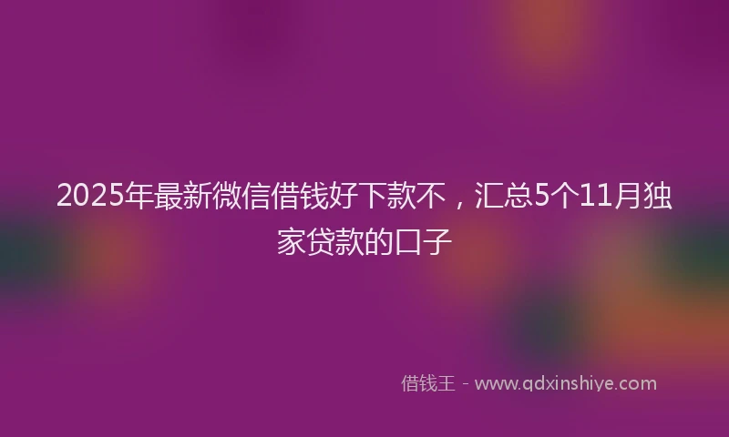 2025年最新微信借钱好下款不，汇总5个11月独家贷款的口子
