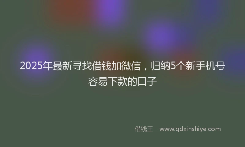 2025年最新寻找借钱加微信，归纳5个新手机号容易下款的口子
