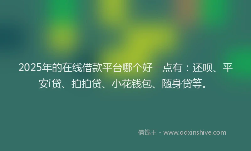 2025年的在线借款平台哪个好一点有：还呗、平安i贷、拍拍贷、小花钱包、随身贷等。