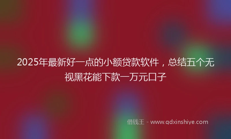 2025年最新好一点的小额贷款软件，总结五个无视黑花能下款一万元口子