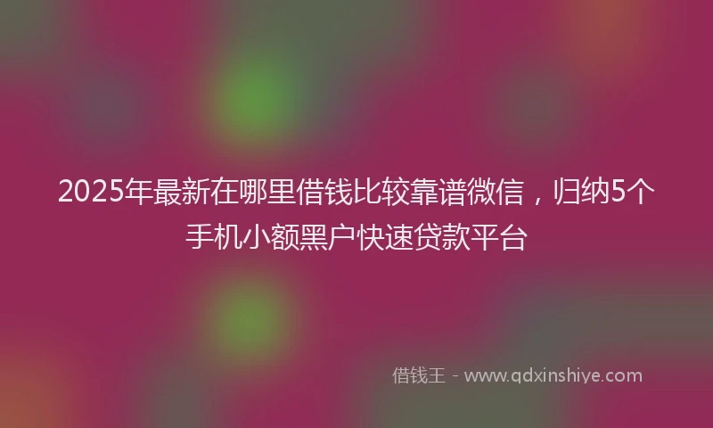 2025年最新在哪里借钱比较靠谱微信，归纳5个手机小额黑户快速贷款平台