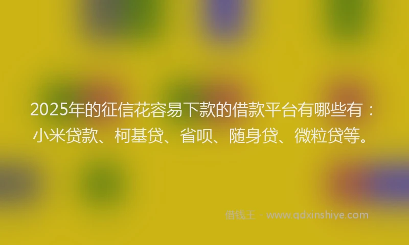 2025年的征信花容易下款的借款平台有哪些有：小米贷款、柯基贷、省呗、随身贷、微粒贷等。
