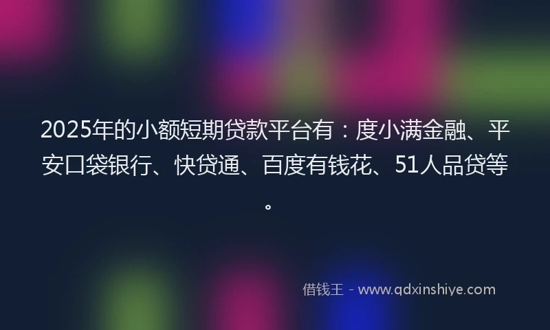 2025年的小额短期贷款平台有：度小满金融、平安口袋银行、快贷通、百度有钱花、51人品贷等。