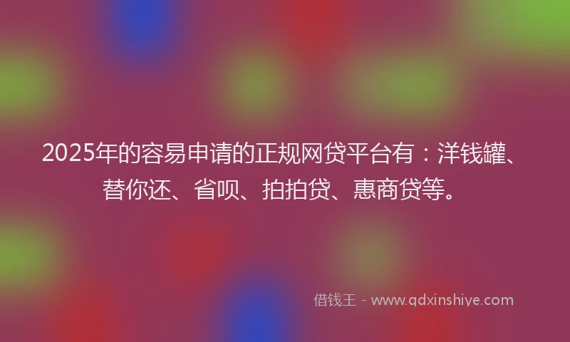 2025年的容易申请的正规网贷平台有：洋钱罐、替你还、省呗、拍拍贷、惠商贷等。