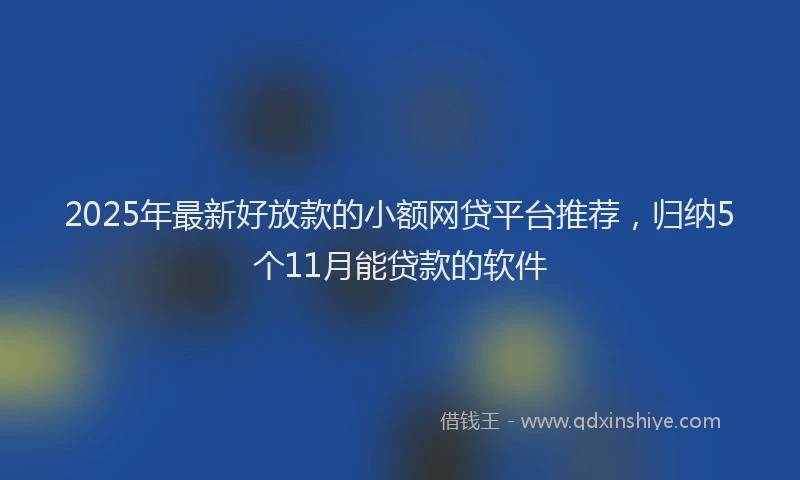 2025年最新好放款的小额网贷平台推荐，归纳5个11月能贷款的软件