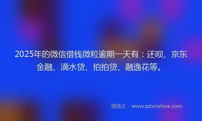 2025年的微信借钱微粒逾期一天有：还呗、京东金融、滴水贷、拍拍贷、融逸花等。