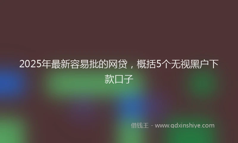 2025年最新容易批的网贷，概括5个无视黑户下款口子