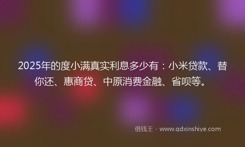 2025年的度小满真实利息多少有：小米贷款、替你还、惠商贷、中原消费金融、省呗等。
