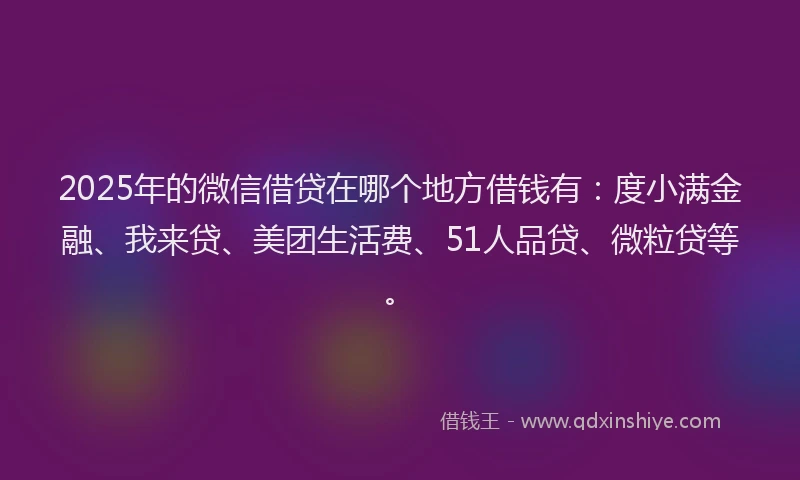 2025年的微信借贷在哪个地方借钱有：度小满金融、我来贷、美团生活费、51人品贷、微粒贷等。