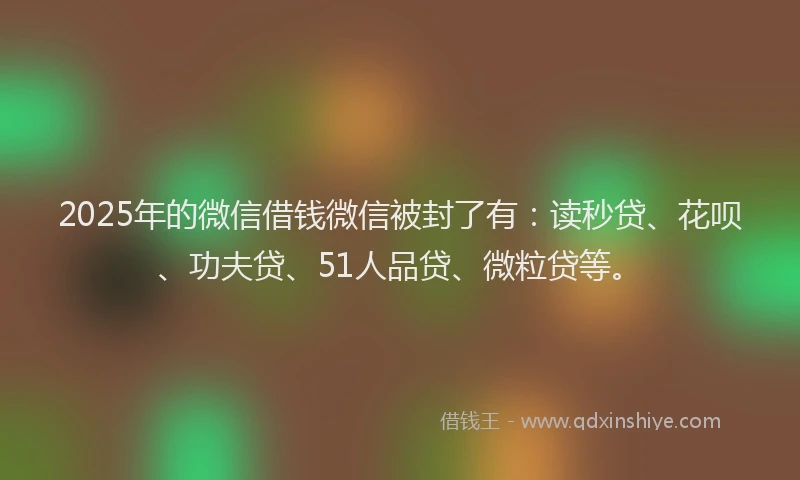 2025年的微信借钱微信被封了有：读秒贷、花呗、功夫贷、51人品贷、微粒贷等。