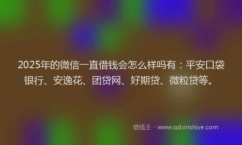 2025年的微信一直借钱会怎么样吗有：平安口袋银行、安逸花、团贷网、好期贷、微粒贷等。