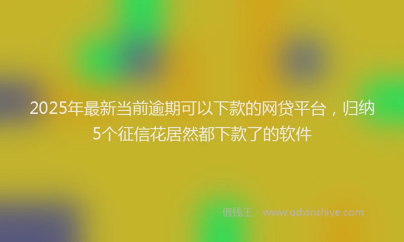 2025年最新当前逾期可以下款的网贷平台，归纳5个征信花居然都下款了的软件