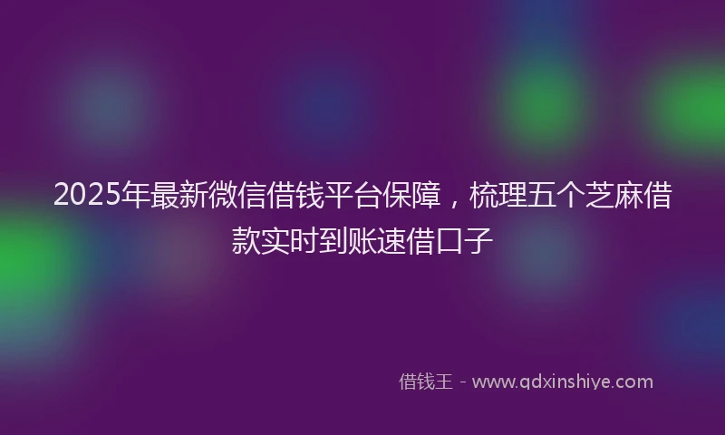 2025年最新微信借钱平台保障，梳理五个芝麻借款实时到账速借口子