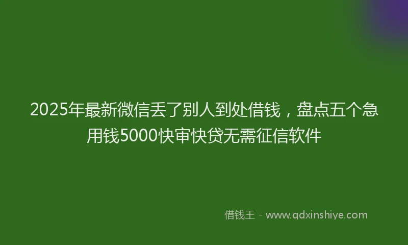 2025年最新微信丢了别人到处借钱，盘点五个急用钱5000快审快贷无需征信软件