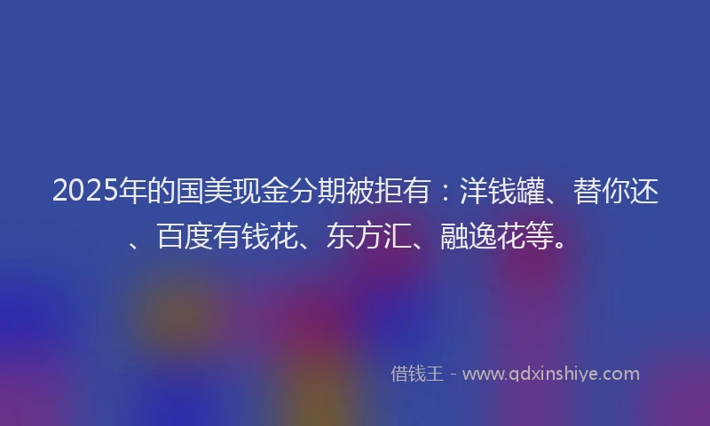 2025年的国美现金分期被拒有：洋钱罐、替你还、百度有钱花、东方汇、融逸花等。