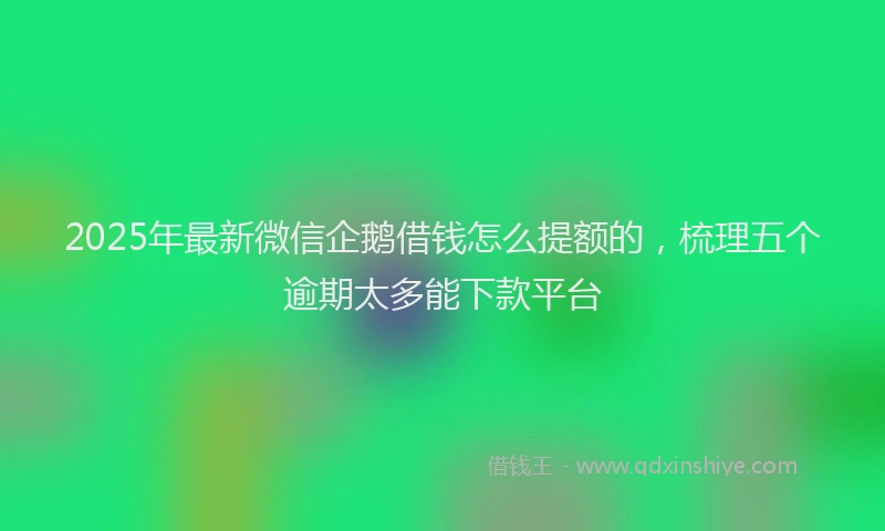 2025年最新微信企鹅借钱怎么提额的，梳理五个逾期太多能下款平台