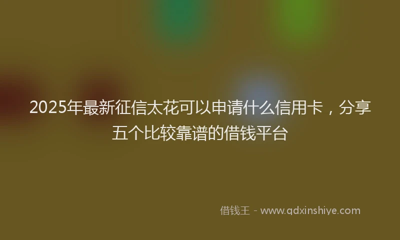 2025年最新征信太花可以申请什么信用卡，分享五个比较靠谱的借钱平台