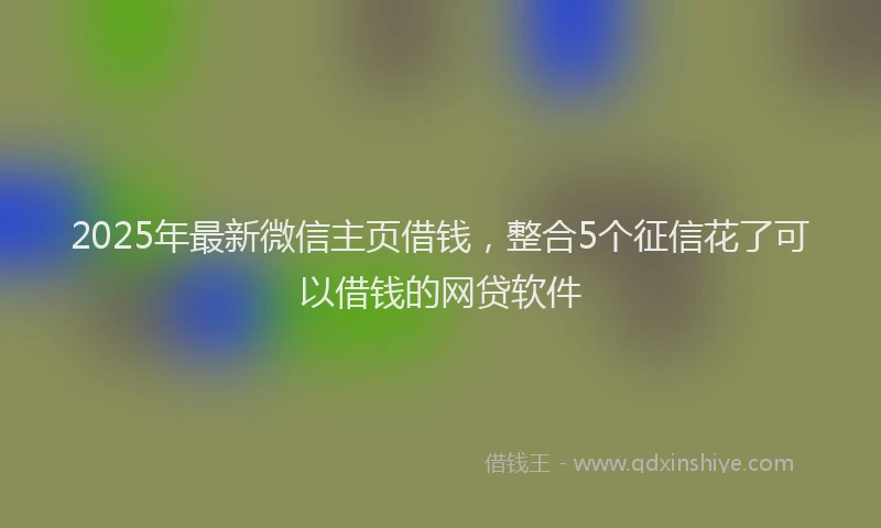 2025年最新微信主页借钱，整合5个征信花了可以借钱的网贷软件