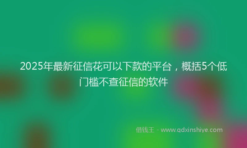 2025年最新征信花可以下款的平台，概括5个低门槛不查征信的软件