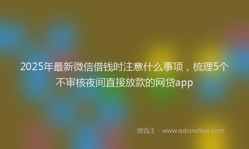 2025年最新微信借钱时注意什么事项，梳理5个不审核夜间直接放款的网贷app