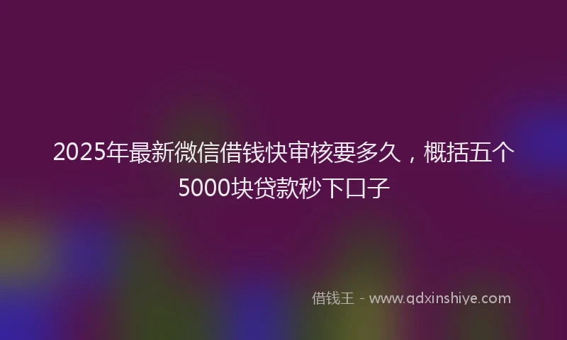 2025年最新微信借钱快审核要多久，概括五个5000块贷款秒下口子