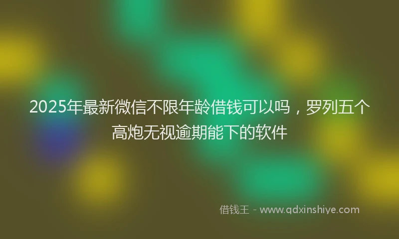 2025年最新微信不限年龄借钱可以吗，罗列五个高炮无视逾期能下的软件