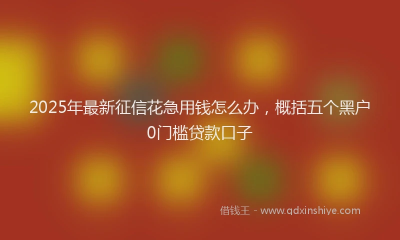 2025年最新征信花急用钱怎么办，概括五个黑户0门槛贷款口子