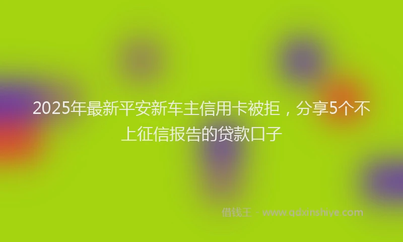 2025年最新平安新车主信用卡被拒，分享5个不上征信报告的贷款口子