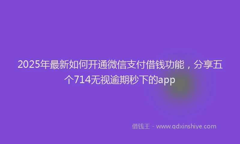 2025年最新如何开通微信支付借钱功能，分享五个714无视逾期秒下的app