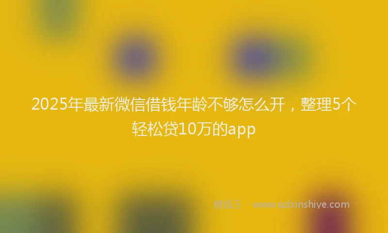 2025年最新微信借钱年龄不够怎么开，整理5个轻松贷10万的app