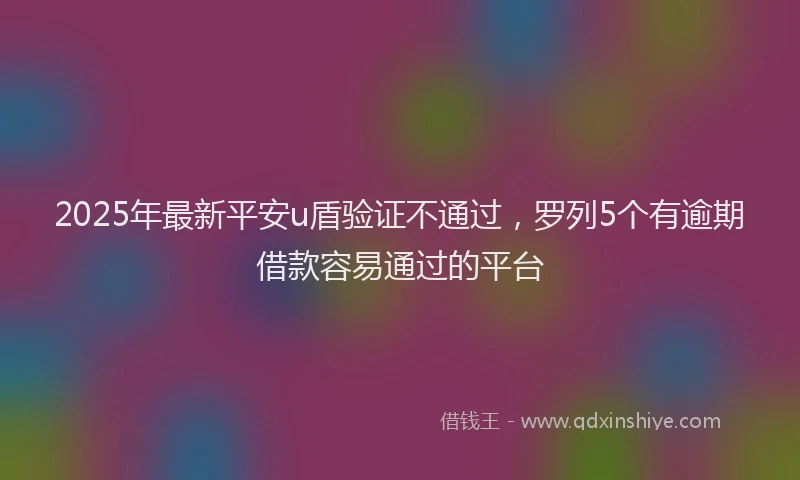 2025年最新平安u盾验证不通过，罗列5个有逾期借款容易通过的平台