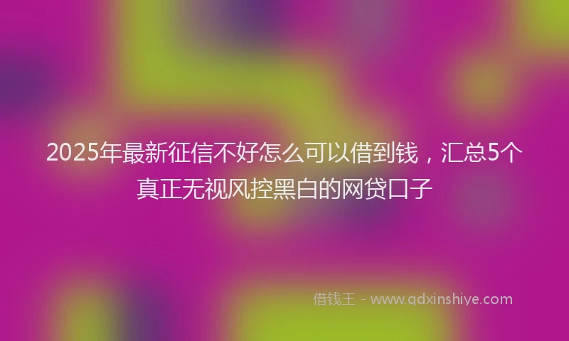 2025年最新征信不好怎么可以借到钱，汇总5个真正无视风控黑白的网贷口子
