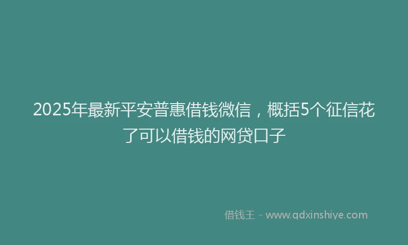 2025年最新平安普惠借钱微信，概括5个征信花了可以借钱的网贷口子