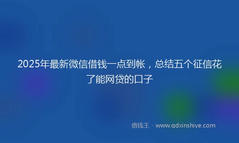 2025年最新微信借钱一点到帐，总结五个征信花了能网贷的口子