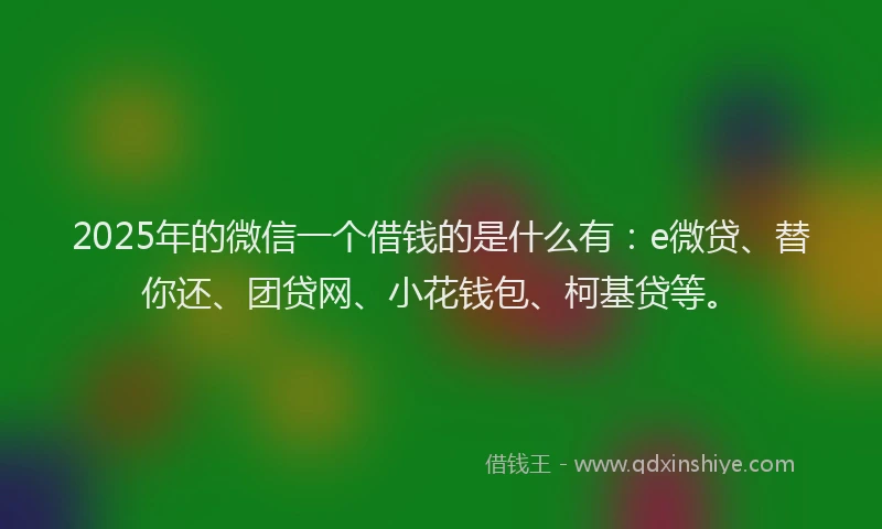 2025年的微信一个借钱的是什么有：e微贷、替你还、团贷网、小花钱包、柯基贷等。
