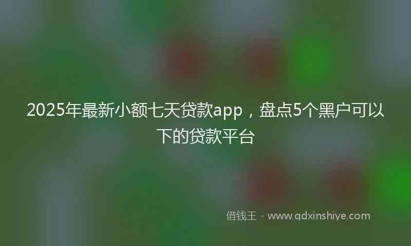 2025年最新小额七天贷款app，盘点5个黑户可以下的贷款平台
