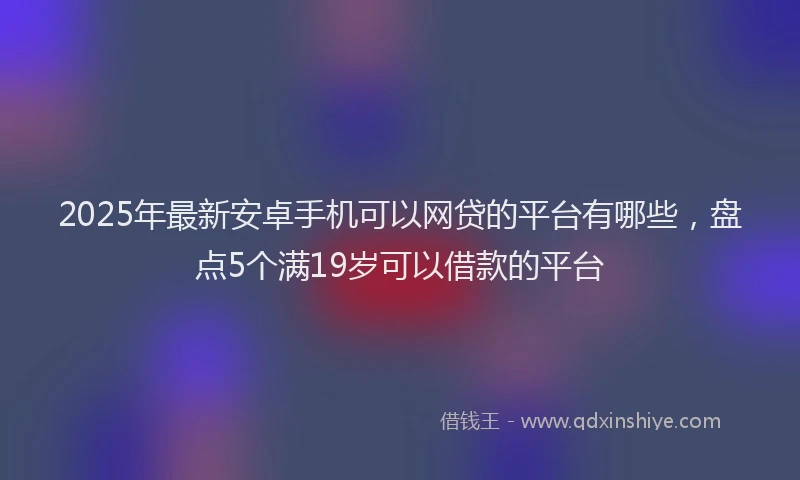 2025年最新安卓手机可以网贷的平台有哪些，盘点5个满19岁可以借款的平台