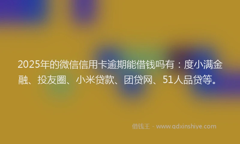2025年的微信信用卡逾期能借钱吗有：度小满金融、投友圈、小米贷款、团贷网、51人品贷等。