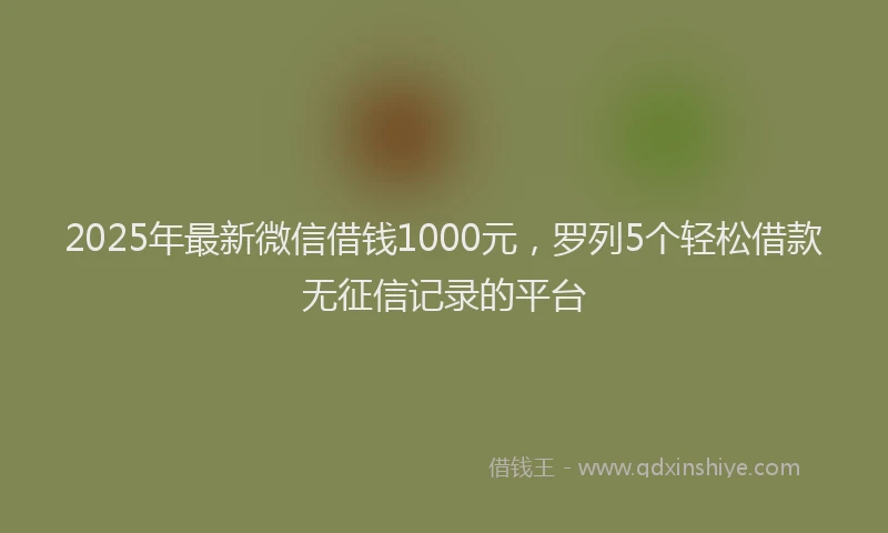 2025年最新微信借钱1000元，罗列5个轻松借款无征信记录的平台