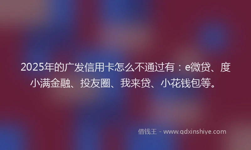2025年的广发信用卡怎么不通过有：e微贷、度小满金融、投友圈、我来贷、小花钱包等。