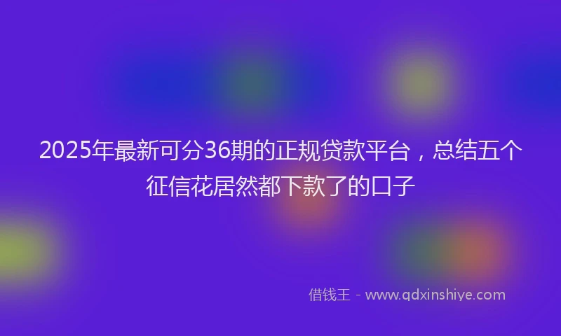 2025年最新可分36期的正规贷款平台，总结五个征信花居然都下款了的口子
